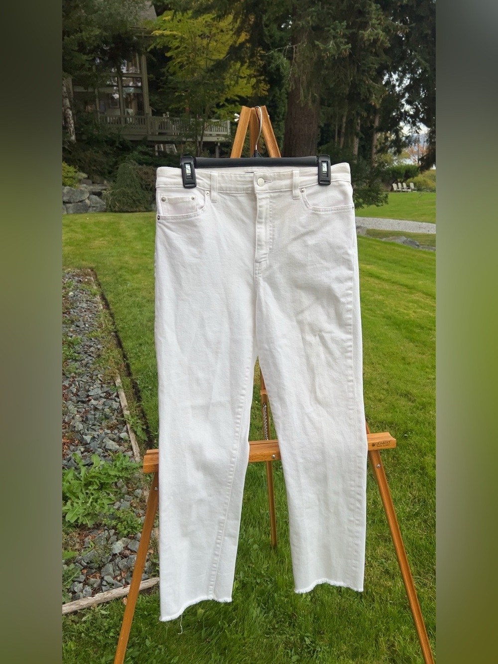 Lauren Ralph Lauren White Straight Leg Jeans Raw Hem Size 8